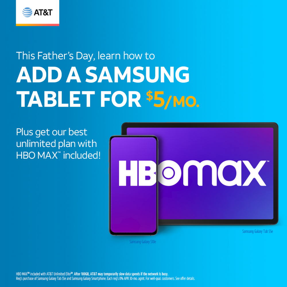 Add a Samsung tablet for $5 a month!